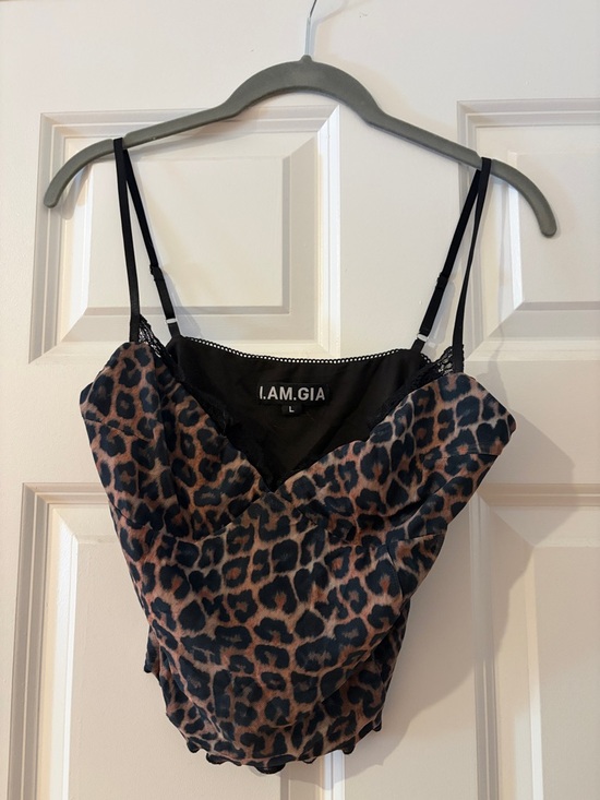 I.AM.GIA Tops - I.AM.GIA Leopard Print Cowl Cami in Brown and Black